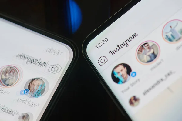 Menu cerita Instagram pada smartphone — Stok Foto