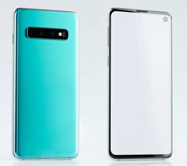 Prizma yeşili modern akıllı telefon izometrik görünümü izole