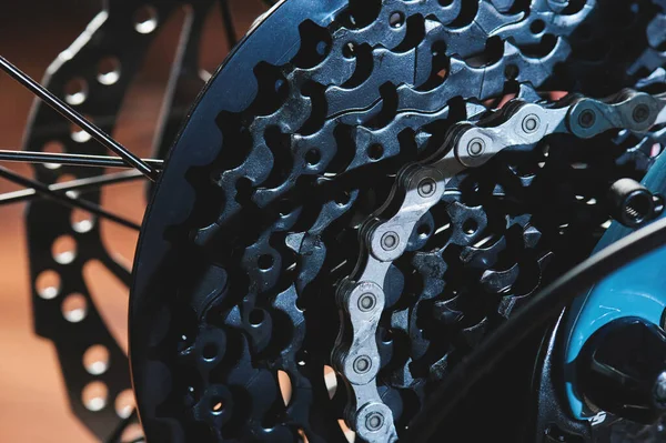 Metal Gear Cassette Chain Bicycle Close View — Stock Photo, Image