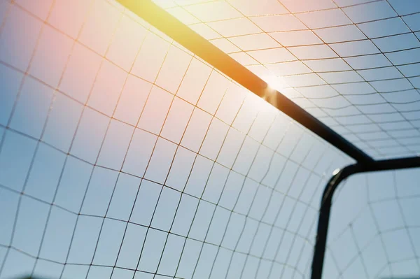 Grid Net Soccer Mesh Blue Sky Sun Light — Stock Photo, Image