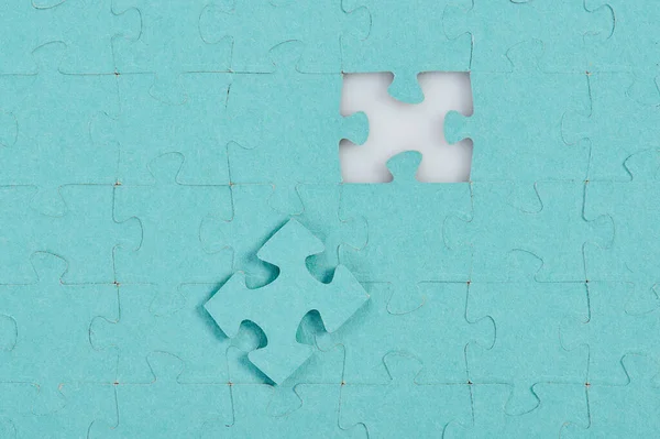 Makro Brakujące Miejsce Puzzle Montaż Gry — Zdjęcie stockowe