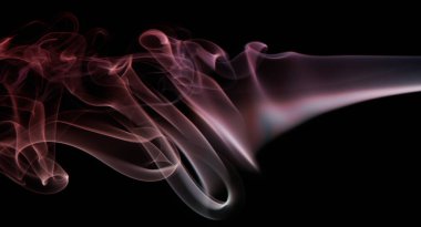 Soyut duman siyah arka planda değişken pembe renkte kıvrılır. Zarif şekilli renkli kıvrımlar duvar kağıdı