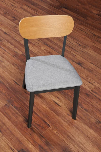 Uma Cadeira Limpa Moderna Fundo Piso Madeira Vista Isométrica — Fotografia de Stock