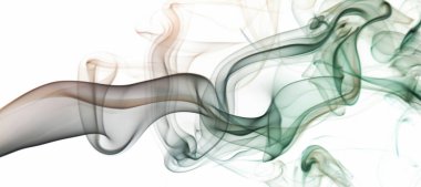 Beyaz arka planda koyu yeşil, soyut duman çizgileri. Grafik tasarım afişi