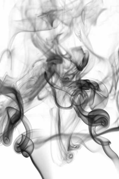 Abstract silky smoke effect on white backdrop. Clean monochrome wallpaper