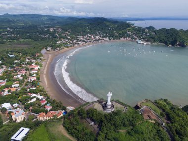 San Juan Del sur Körfezi kıyı şeridi insansız hava aracı manzaralı Panorama
