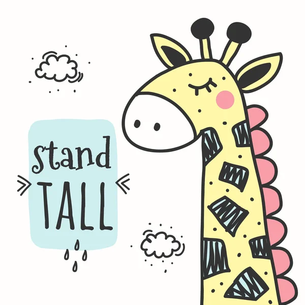 Kreativer Kindlicher Druck Mit Cartoon Giraffe Handgezeichneter Giraffenvektorhintergrund Skandinavischen Stil Stockvektor