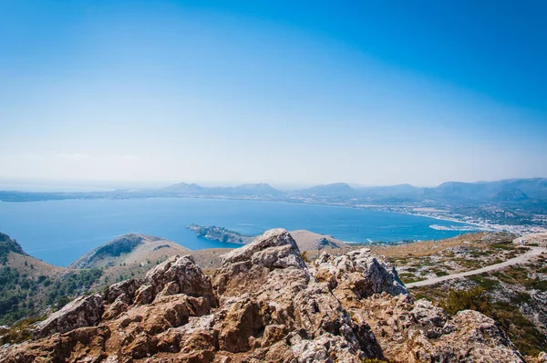 The imposing cliffs of Formentor cap in Majorca overlooking the Mediterranean Sea