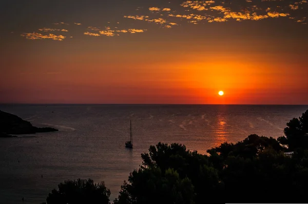 Puesta Sol Sobre Mar Mallorca — Foto de Stock