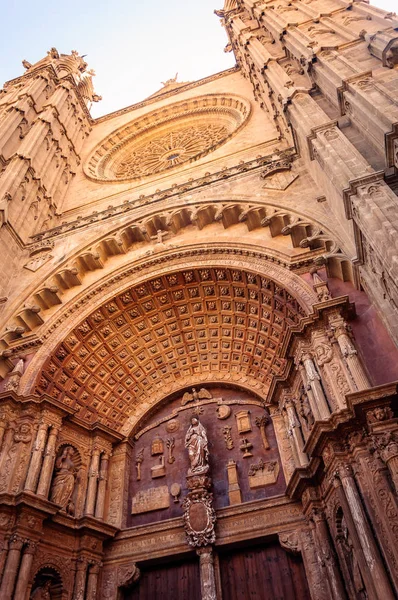 Entrance Cathedral Mary Palma Mallorca — Stock Photo, Image