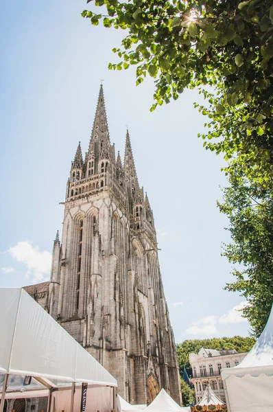 Beco Catedral Gótica Quimper Finistere Bretanha — Fotografia de Stock