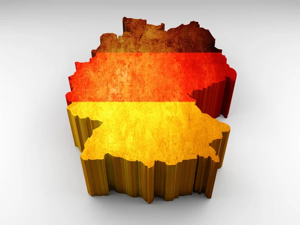Texturizado Mapa Alemão Com Uma Bandeira Alemã Fundo Branco — Fotografia de Stock
