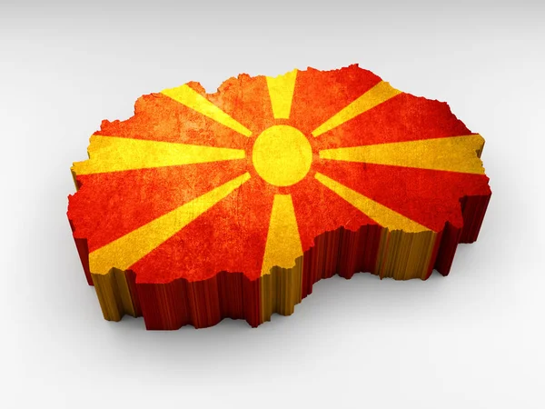 Macedonian Textured Map Macedonian Flag White Background — Stock Photo, Image