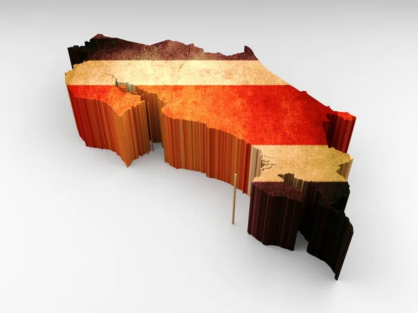 Spain 3d textured map with a Spanish flag on a white background