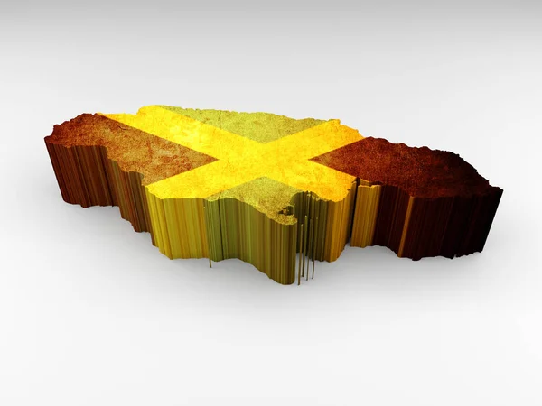 Texturált Jamaica Térkép Jamaikai Zászló Fehér Alapon — Stock Fotó