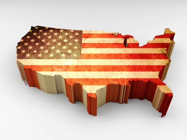 Carte Des États Unis Texturée Avec Drapeau Américain Sur Fond — Photo