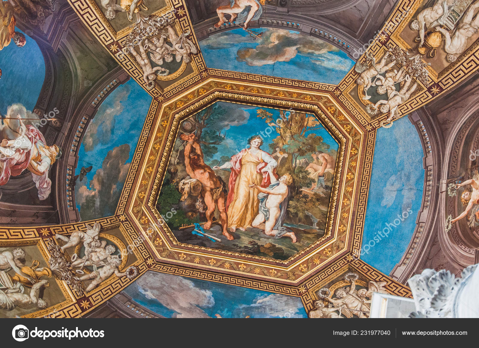 Ceiling Paintings Vatican Museum Rome Italy Stock
