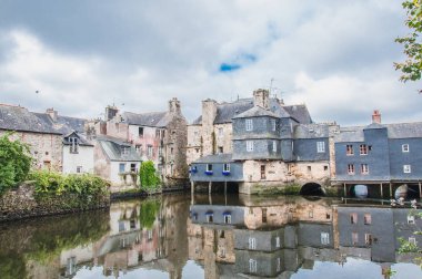 Rohan bridge uygulamasında Fransa Finistère içinde Landerneau şehir merkezi