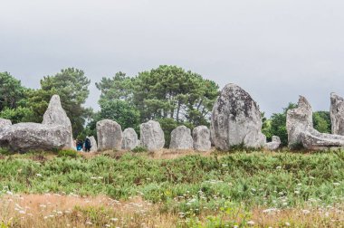 Carnac Dnas 'taki Menhir tarlaları Britanya' daki Morbihan, Fransa