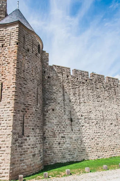 Murallas de la ciudad medieval de Carcasona en Francia — Foto de Stock