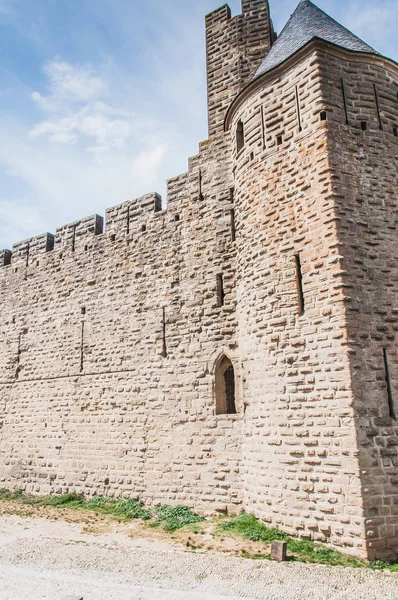 Murallas de la ciudad medieval de Carcasona en Francia — Foto de Stock