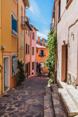 Collioure, Fransa sokaklarının pitoresk görünümü