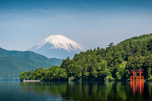 Wybrzeże Jeziora Ashi Góry Fuji Moto Hakone Japonii — Zdjęcie stockowe