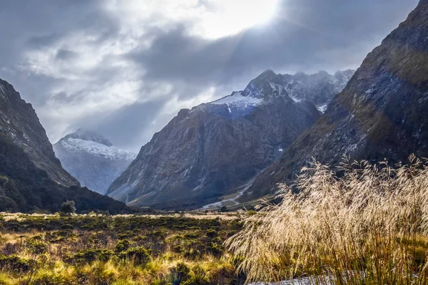 Fiordland National Park Stormy Landscape New Zealand Southland — стоковое фото