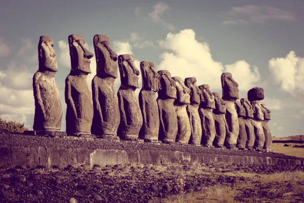 Estatuas Moais Ahu Tongariki Isla Pascua Chile — Foto de Stock