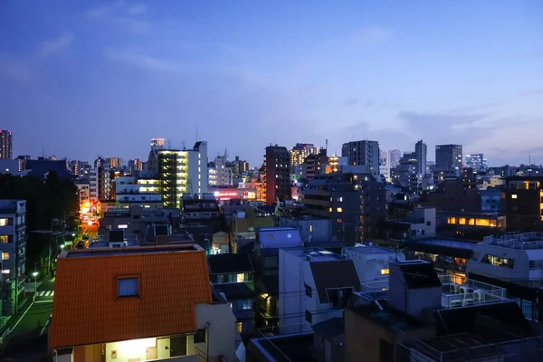 Vista Aérea Del Paisaje Urbano Tokio Por Noche Japón —  Fotos de Stock