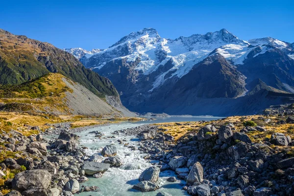 Lago Glacial Hooker Valley Track Mount Cook Nova Zelândia — Fotografia de Stock