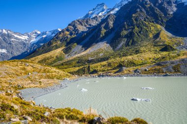 Fahişe gölde Aoraki Mount Cook Milli Parkı, Yeni Zelanda