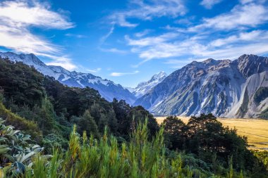 Aoraki Mount Cook dağ manzarası, Yeni Zelanda
