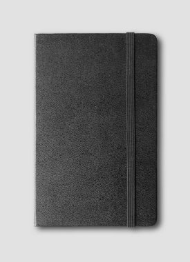 siyah kapalı defter mockup gri izole