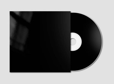 Siyah Cd - Dvd ve kapak mockup şablon gri arka plan üzerinde izole