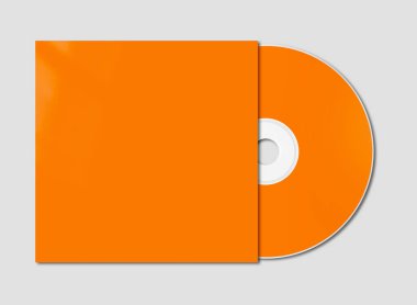 Turuncu Cd - Dvd ve kapak mockup şablon gri arka plan üzerinde izole