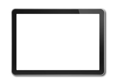 Yatay dijital tablet pc, smartphone mockup şablonu. Beyaz izole