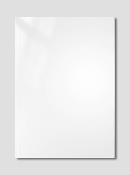 White booklet cover isolated on grey background, mockup template