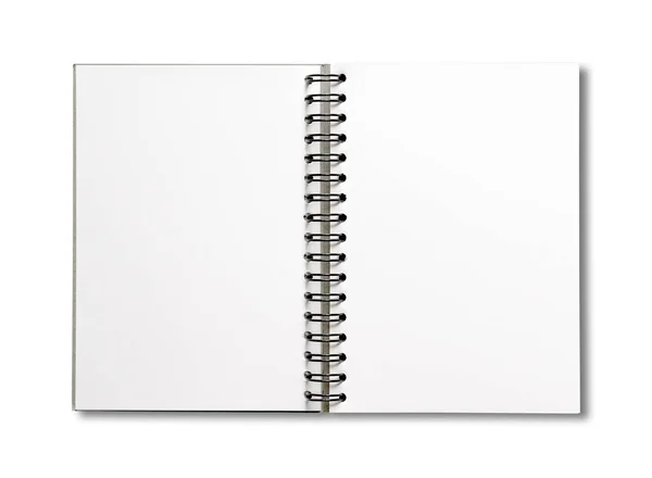 Aperto Vuoto Spirale Notebook Mockup Isolato Bianco — Foto Stock