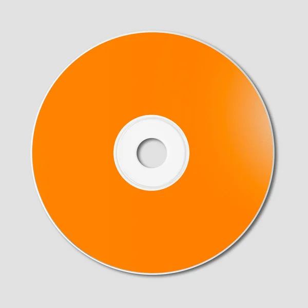 灰色背景下隔离的橙色 Dvd 标签模型模板 — 图库照片