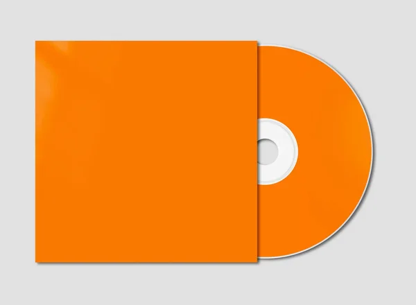 灰色背景下的橙色 Dvd 和封面样机模板 — 图库照片