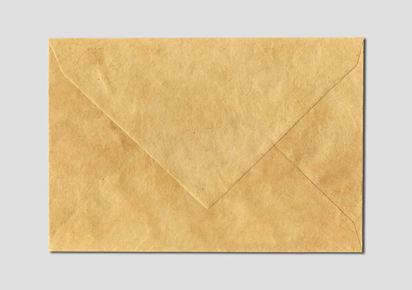Brown paper enveloppe mockup template isolated on grey background