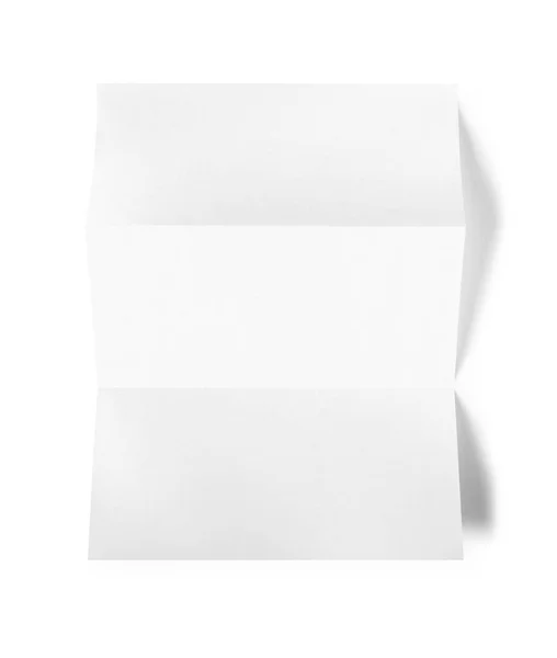 Blank Folded Paper Sheet Mockup Template Isolated White Background — Stock Photo, Image