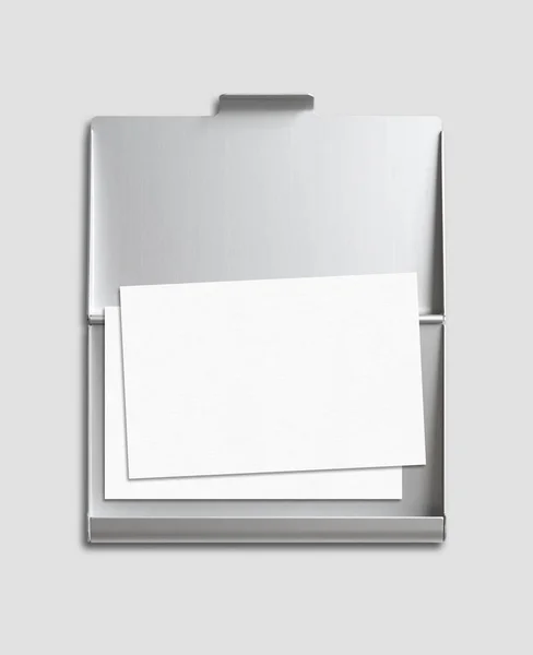 Blank Business Card Cardholder Mockup Isolated Grey Background — Stock Photo, Image