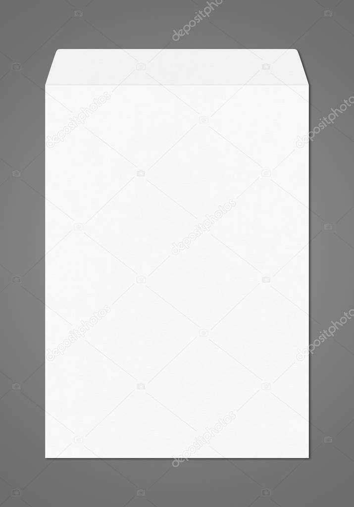 Large A4 white enveloppe mockup template isolated on dark grey background