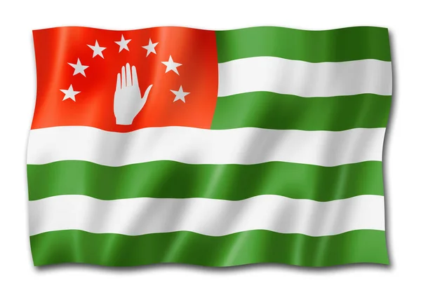 Bandiera Abkhazia Resa Tridimensionale Isolata Bianco — Foto Stock