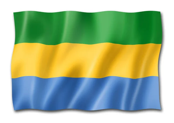 Gabonenfahne Dreidimensionale Darstellung Isoliert Auf Weiß — Stockfoto