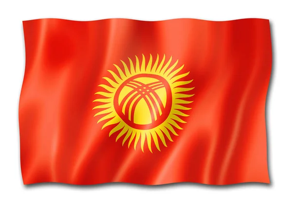 Kyrgyzstan Flagge Dreidimensionale Darstellung Isoliert Auf Weiß — Stockfoto