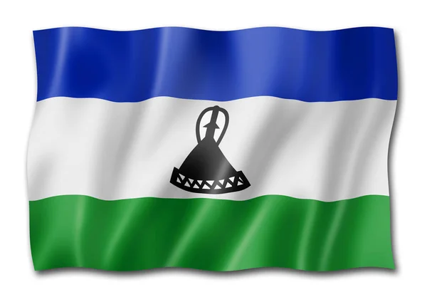 Flaga Lesotho Trzy Wymiarowe Render Białym Tle — Zdjęcie stockowe