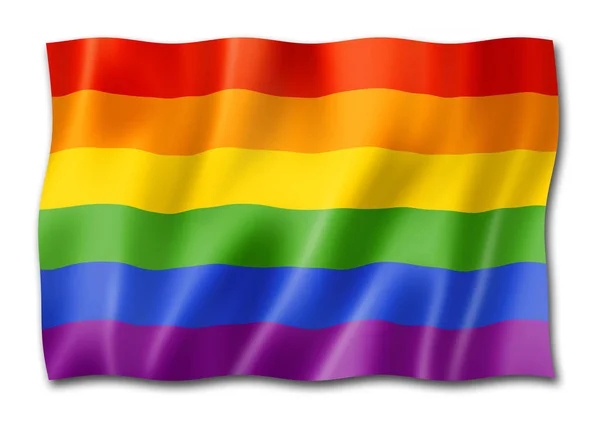 Rainbow Gay Pride Flag Rendu Tridimensionnel Isolé Sur Blanc — Photo